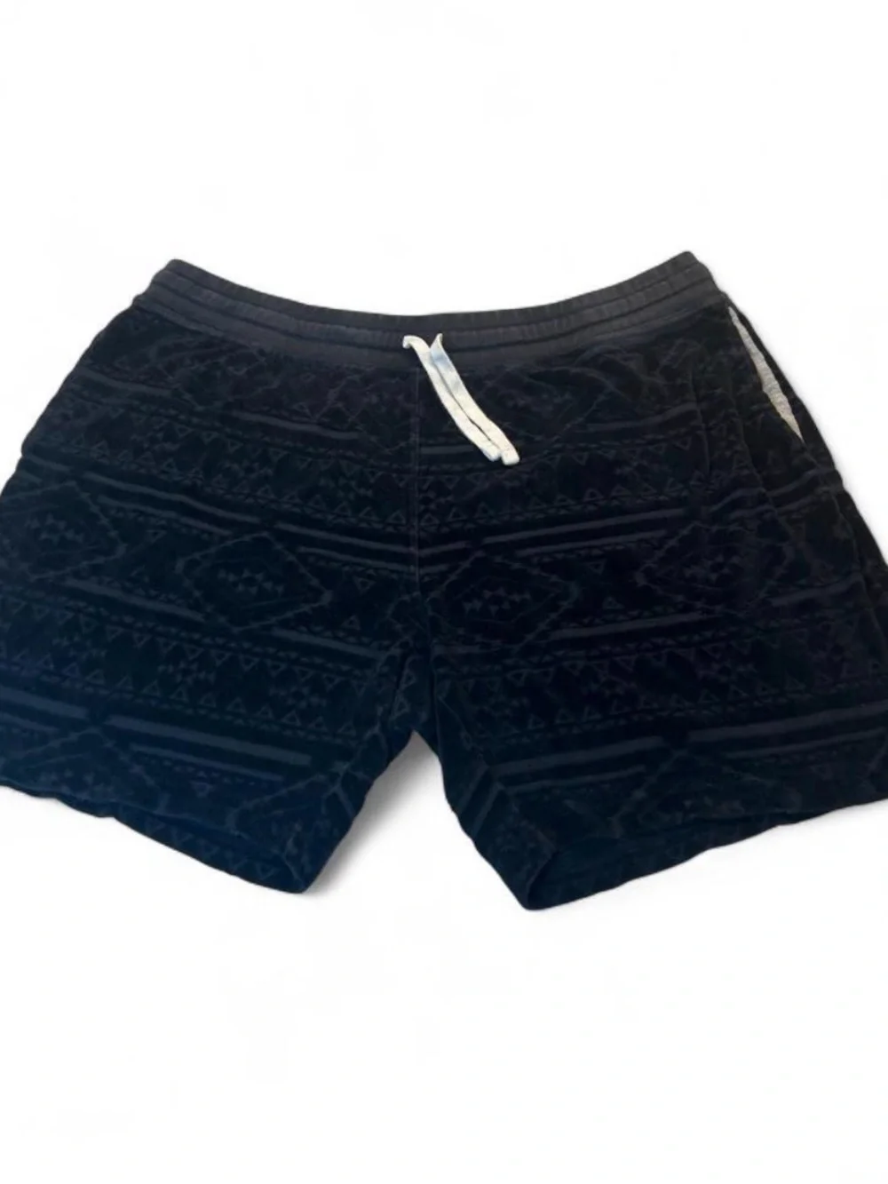 Black Patterned Drawstring Shorts